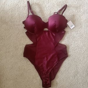 Burgunday Cut Out Bodysuit (Large)